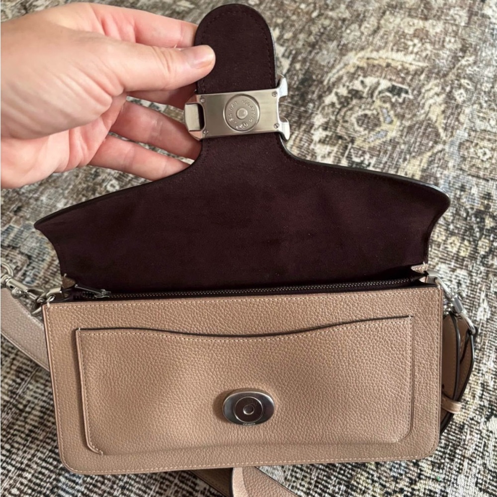 Coach Pebbled Leather Shoulder Bag in Taupe - Picture 7 of 12